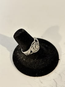 Vintage Sterling Silver modernist flower Ring sz 7.5