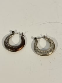 Vintage Sterling Silver hoop pierced Earrings