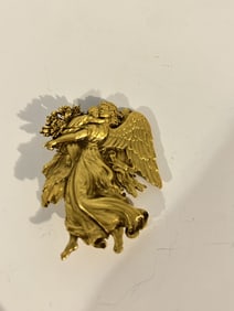 Vintage SPNEA Society For Preservation of New England Gold Tone ANGEL Brooch Pin