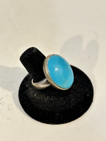 Vintage Sterling Silver Turquoise Ring sz 8