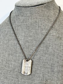 Tiffany & Co. Sterling Silver 1837 Dog Tag Pendant on a 17" Chain Necklace has name on back