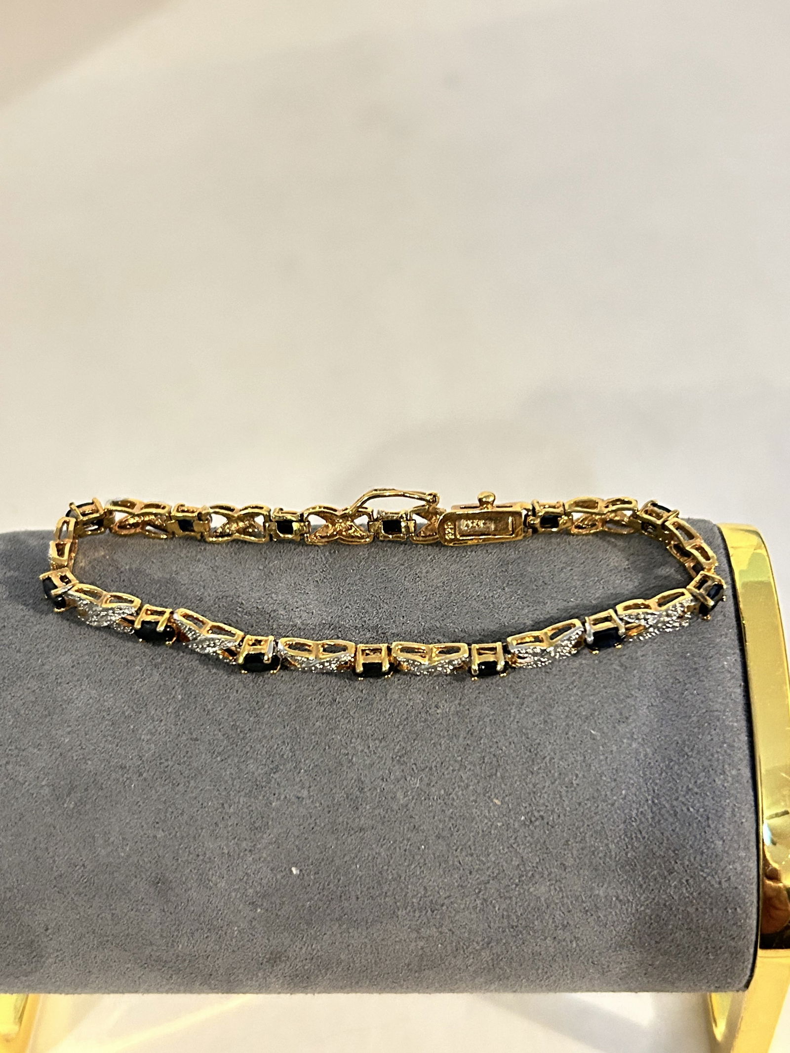 vintage Sterling Silver vermeal XOXO Sapphire Tennis Bracelet sz 7" (1 of 3)