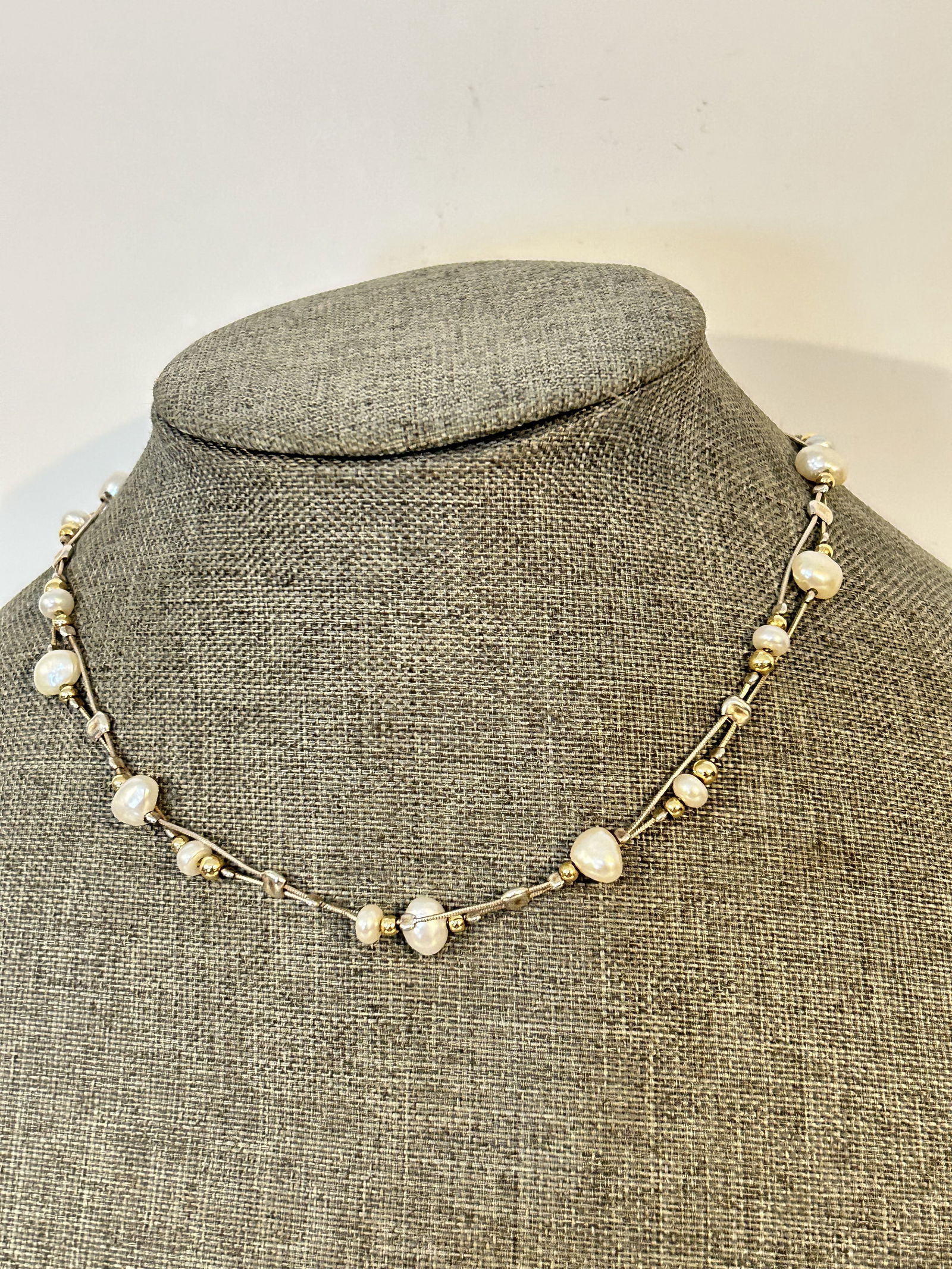 Vintage Sterling Silver pearl 2 strand Necklace sz 15": Vintage Sterling Silver pearl 2 strand Necklace sz 15" Please view all photos as they are part of the description and condition of this Item, Feel free to contact me with questions or picture requests