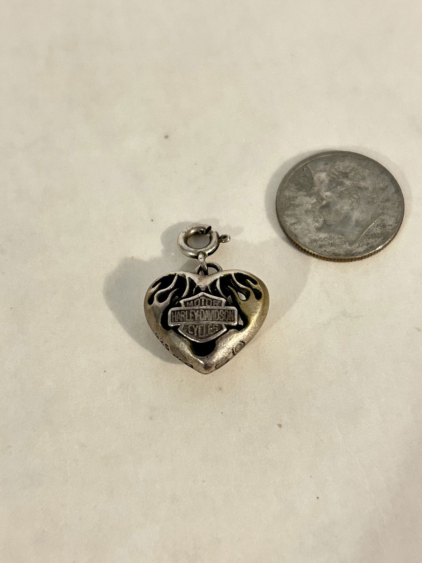 Vintage Sterling Silver Harley Davidson Motors heart Pendant (1 of 3)