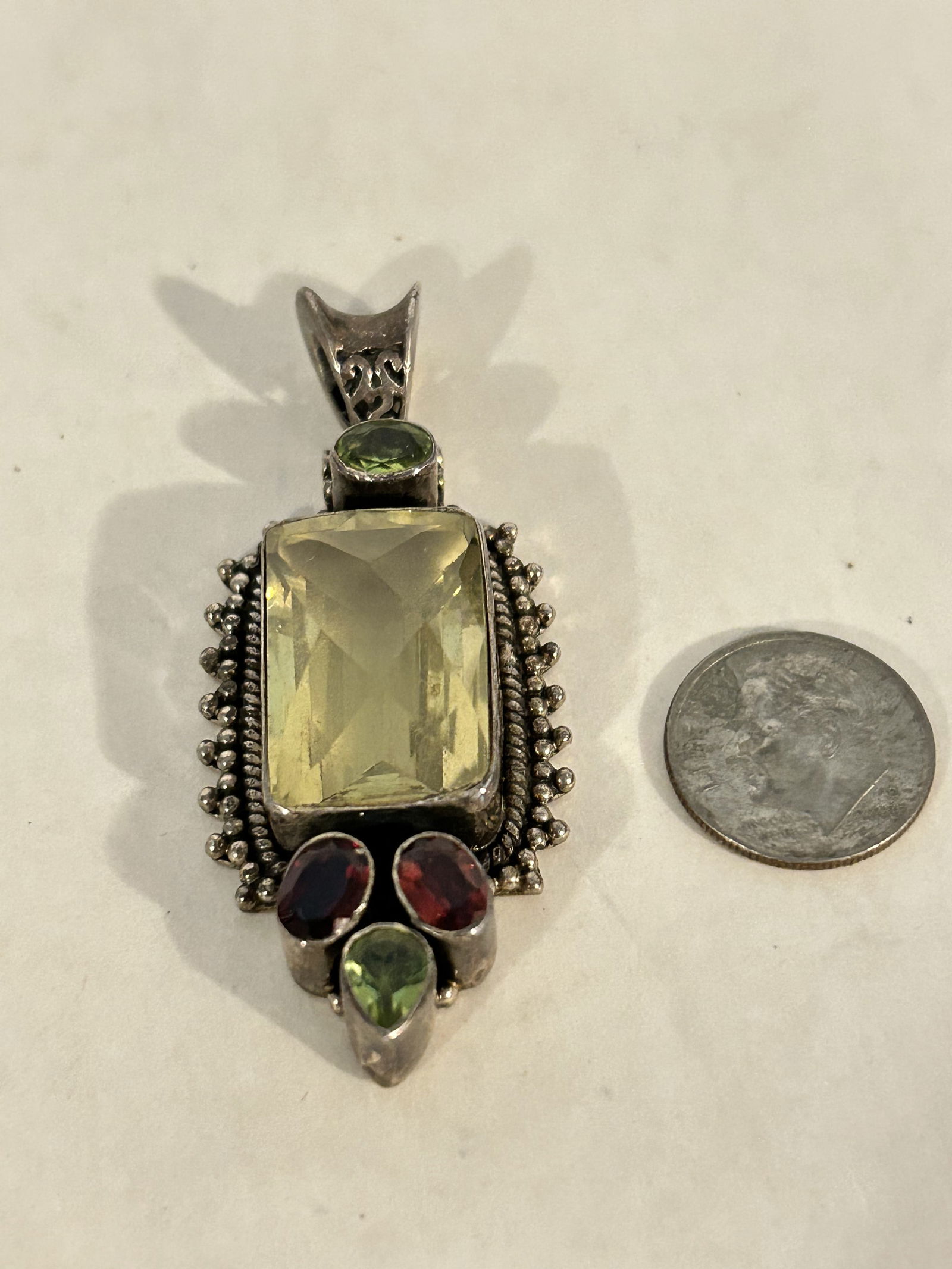 Vintage Sterling Silver multi gem stone Pendant (1 of 5)