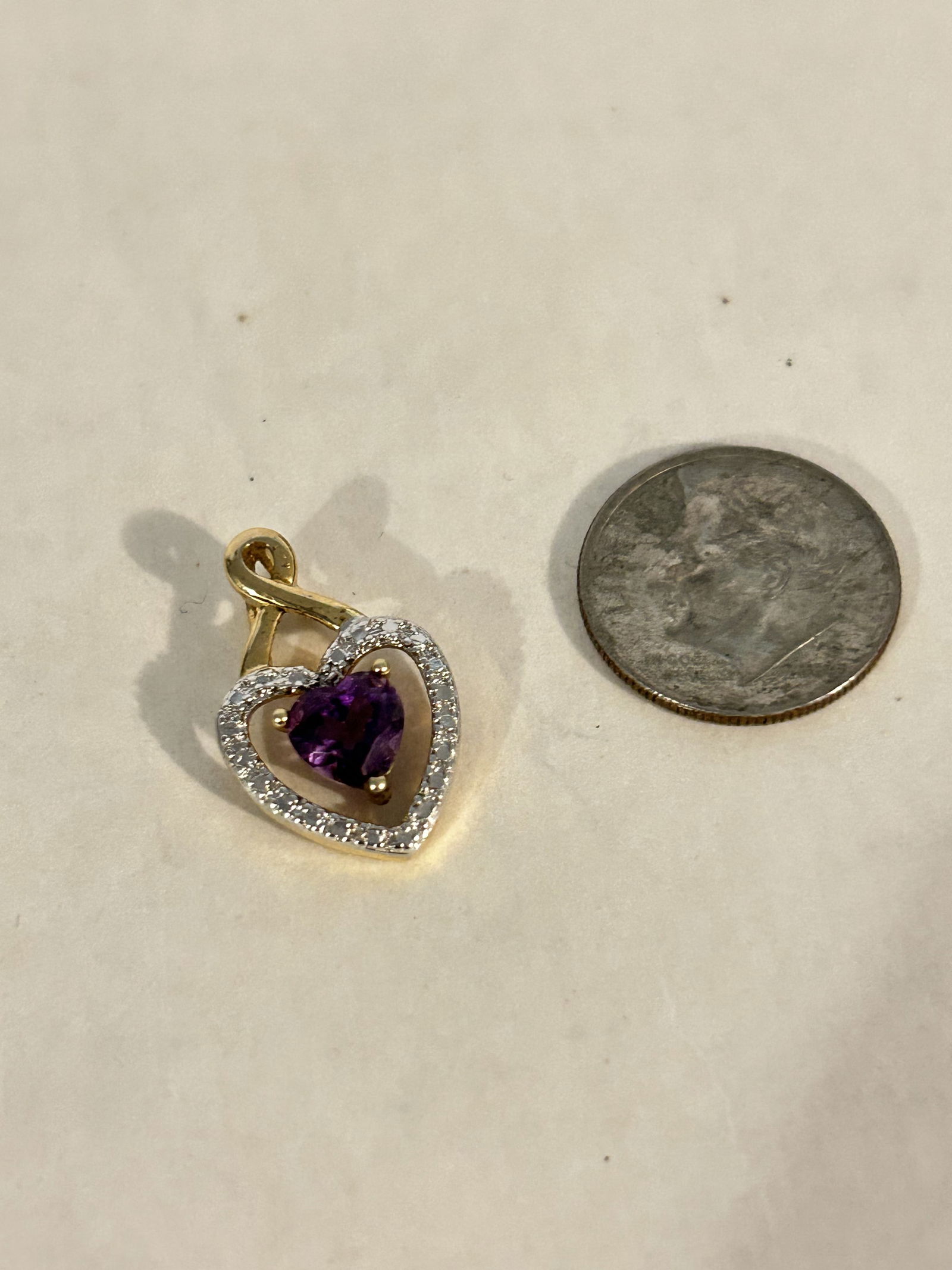 Vintage Sterling Silver Amethyst heart Pendant (1 of 4)