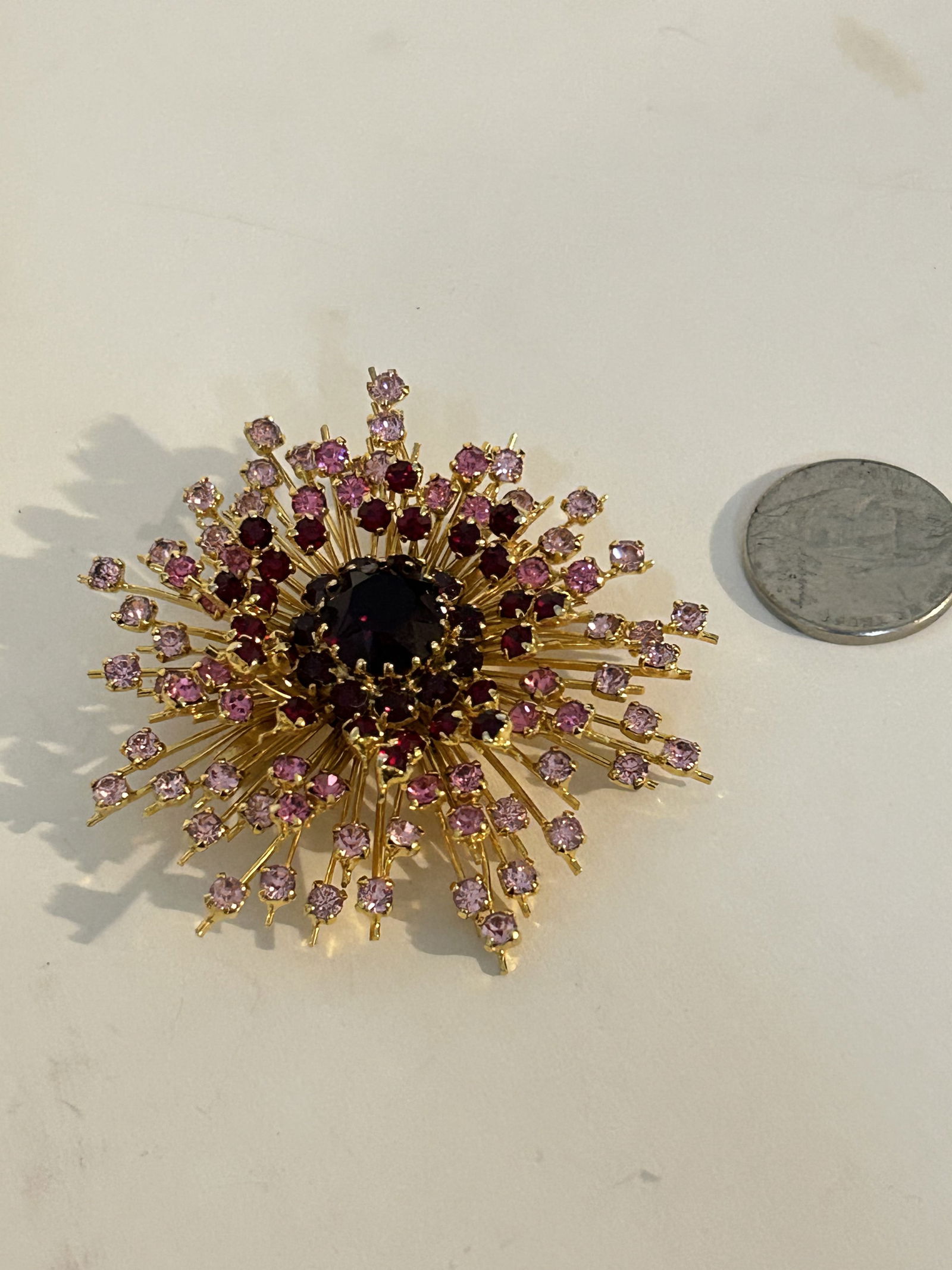 Made In Austria Signed Vintage Crystal floral Gold Tone Brooch (1 of 5)