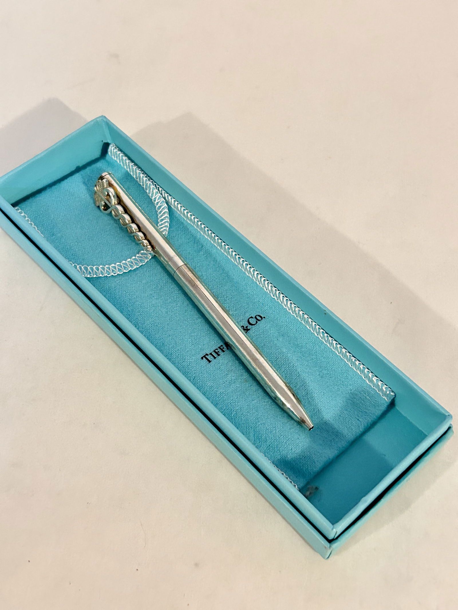 Tiffany & Co Ballpoint Medical Caduceus Black Ink Pen Silver w Box /Pouch (1 of 5)