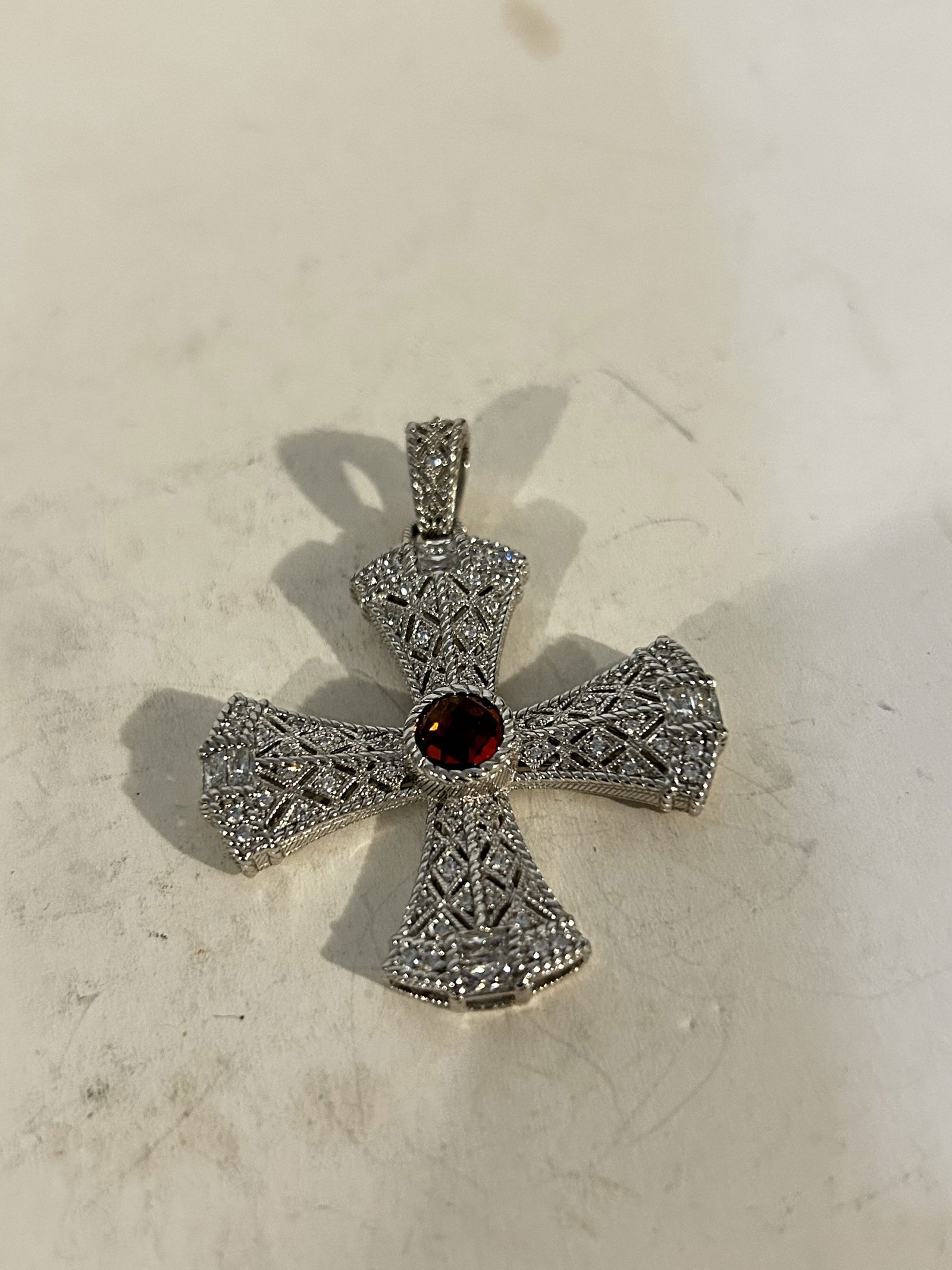 Judith Ripka Sterling Silver Maltese Amethyst Cross Pendant (1 of 5)