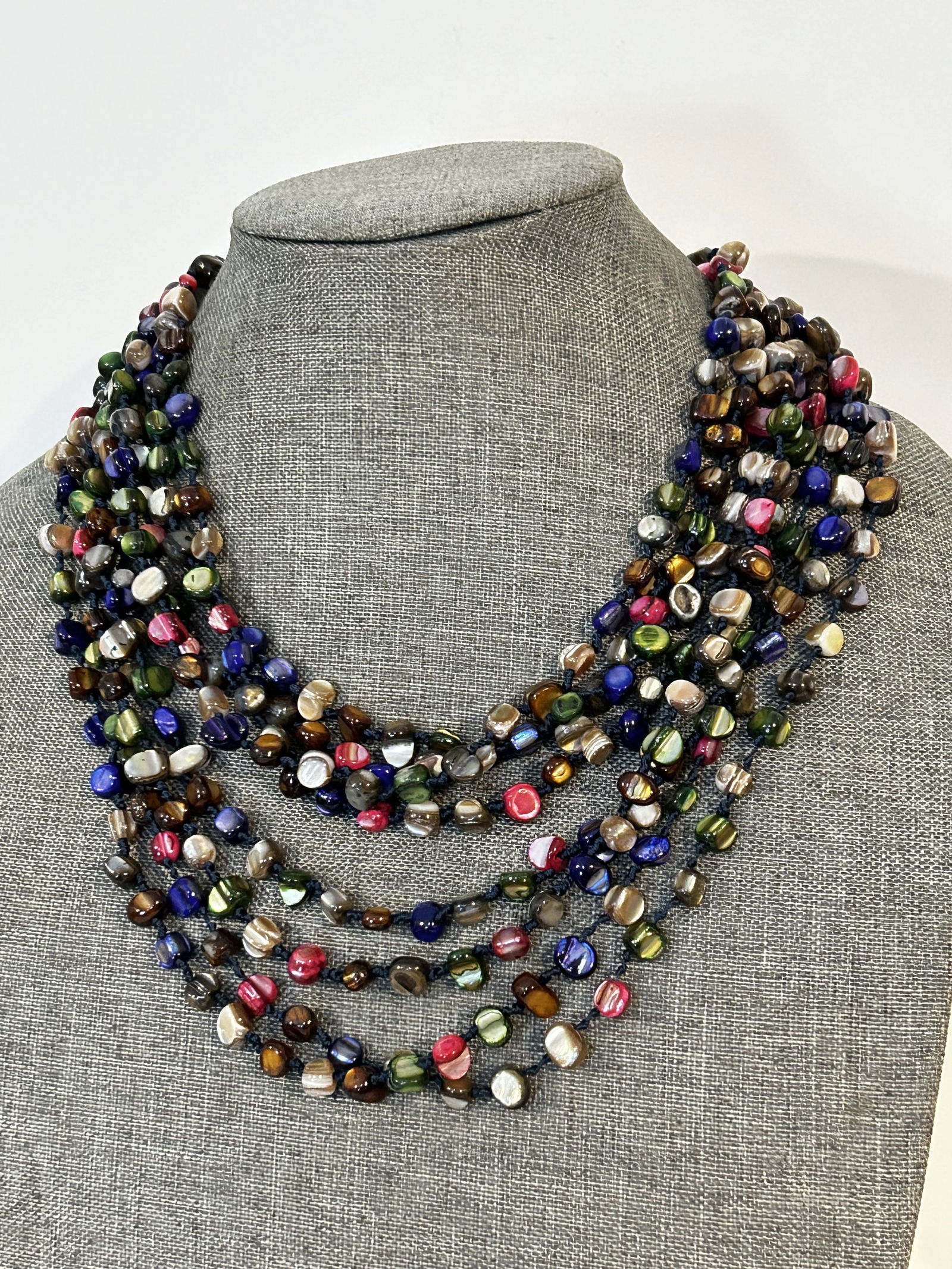 Vintage mother of pearl beaded Necklace 17" (1 of 5)