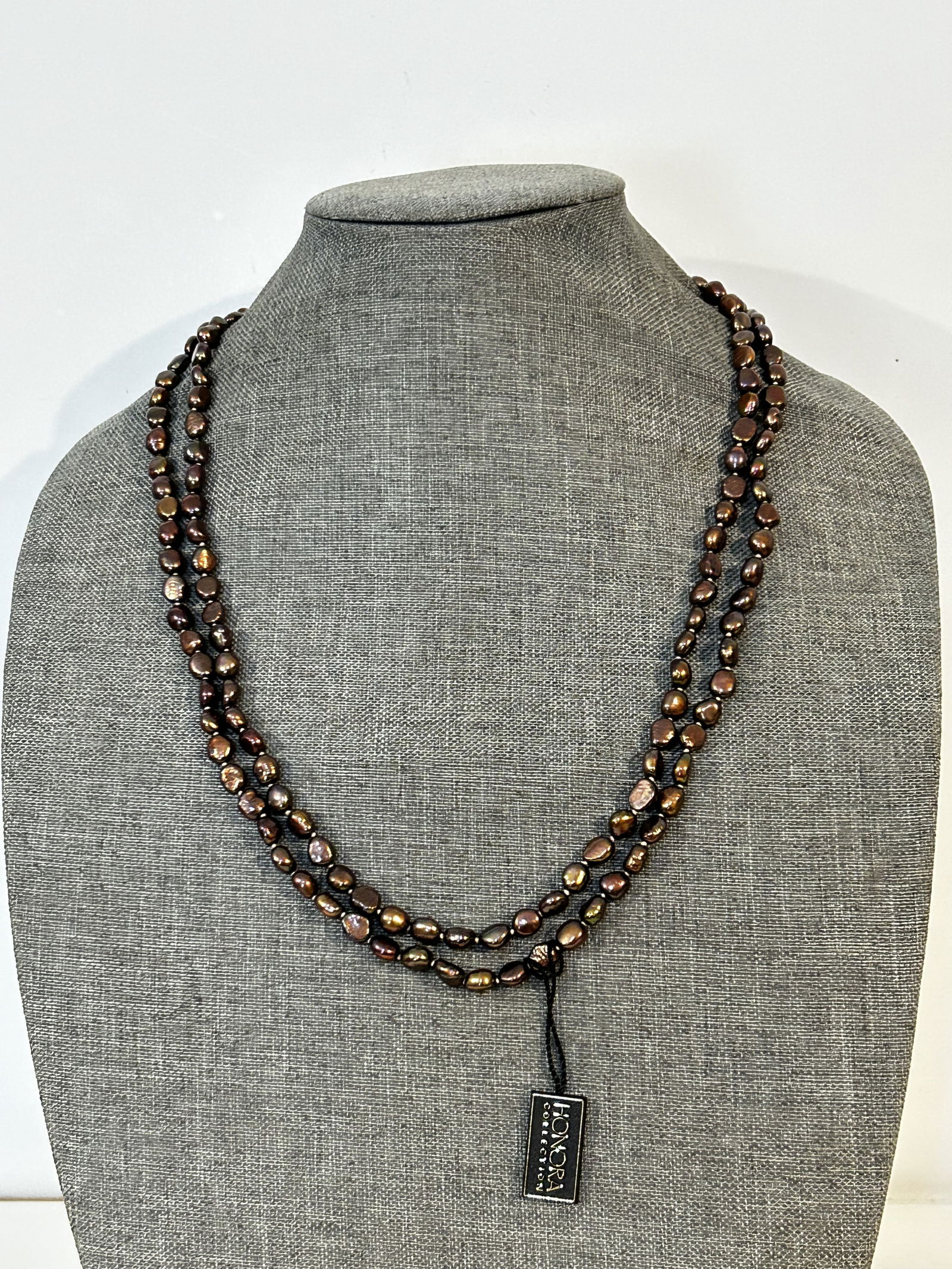 Honora pearl necklace long brown cultured string wear long or short 50" (1 of 6)