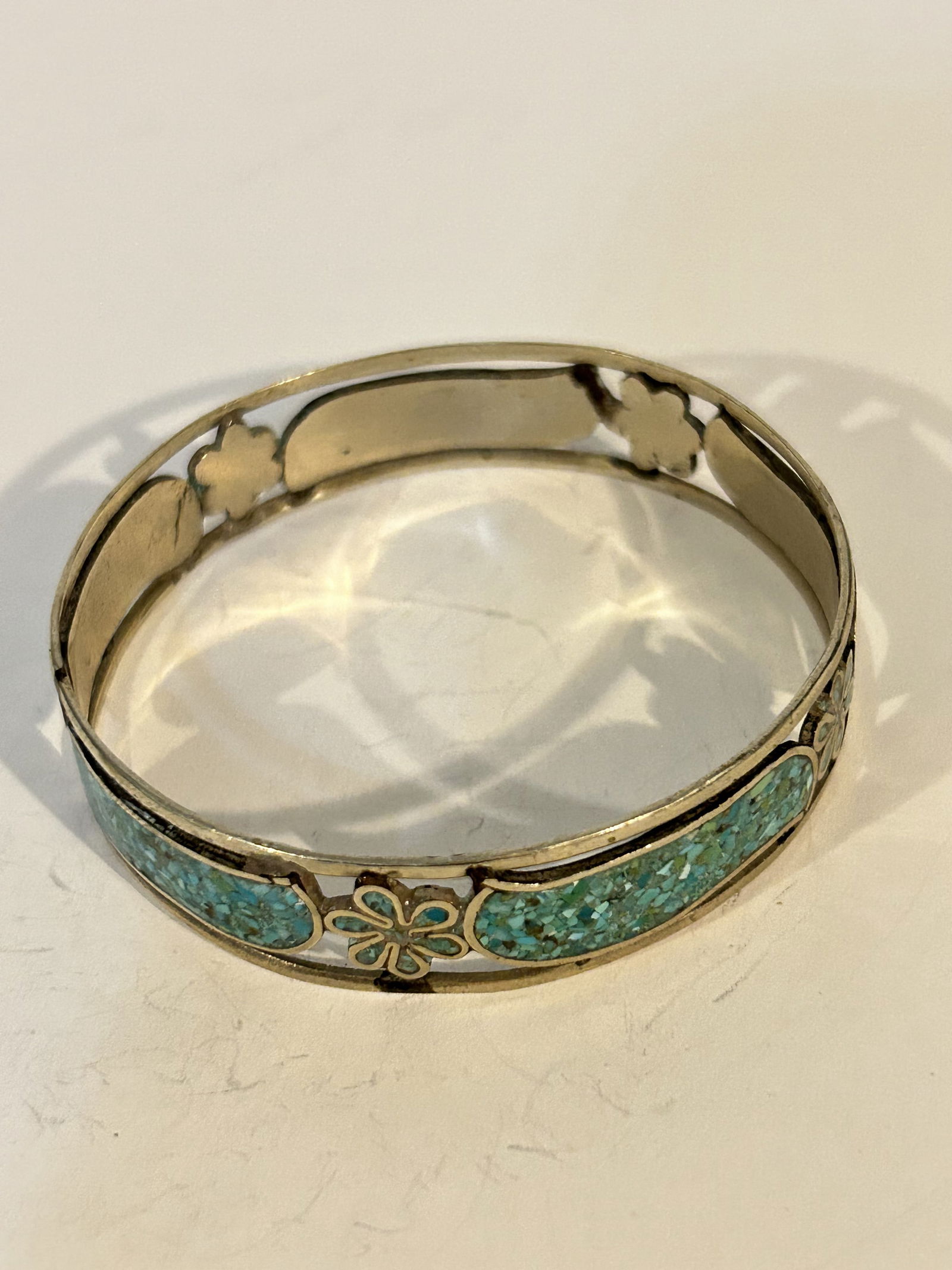 Vintage Early Navajo Native American Turquoise Sterling Silver Cuff Bracelet 8" (1 of 4)