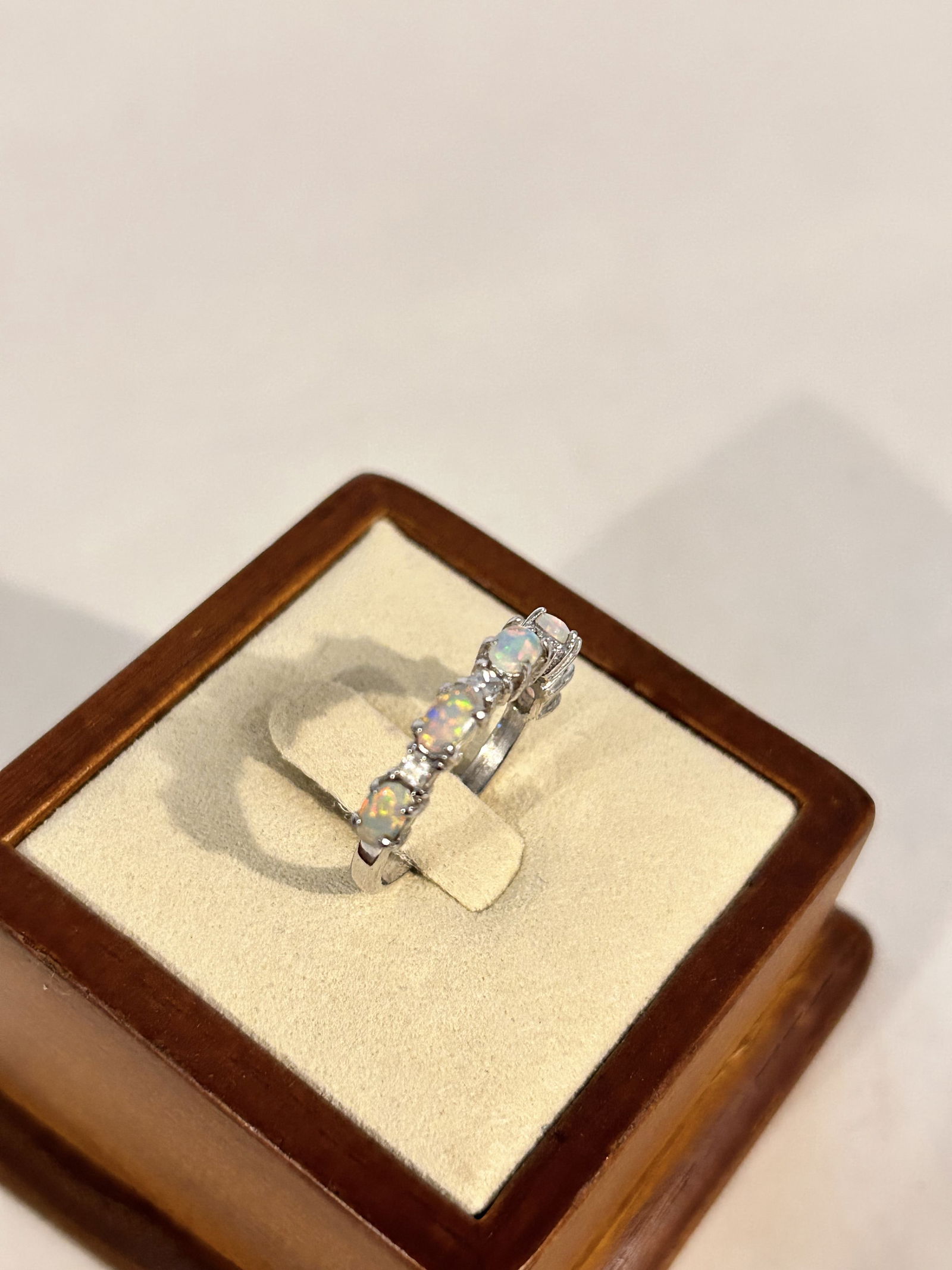 Navajo 5 Stone pink Opal Sterling Silver Ring Size sz 7 (1 of 4)