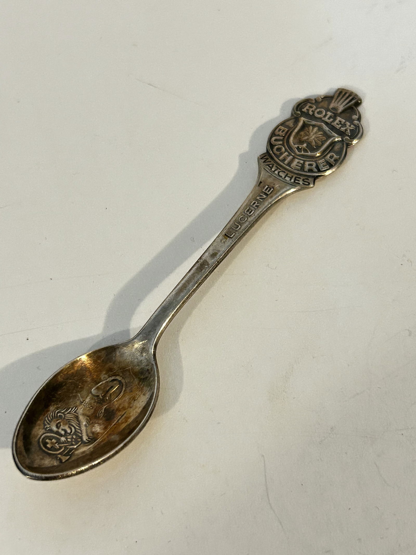 VTG ROLEX Crown Bucherer Watches Lucerne Lion Silver Spoon 4.5?? Stamped B 100 12: VTG ROLEX Crown Bucherer Watches Lucerne Lion Silver Spoon 4.5” Stamped B 100 12 Please view all photos as they are part of the description and condition of this Item, Feel free to contact me wi