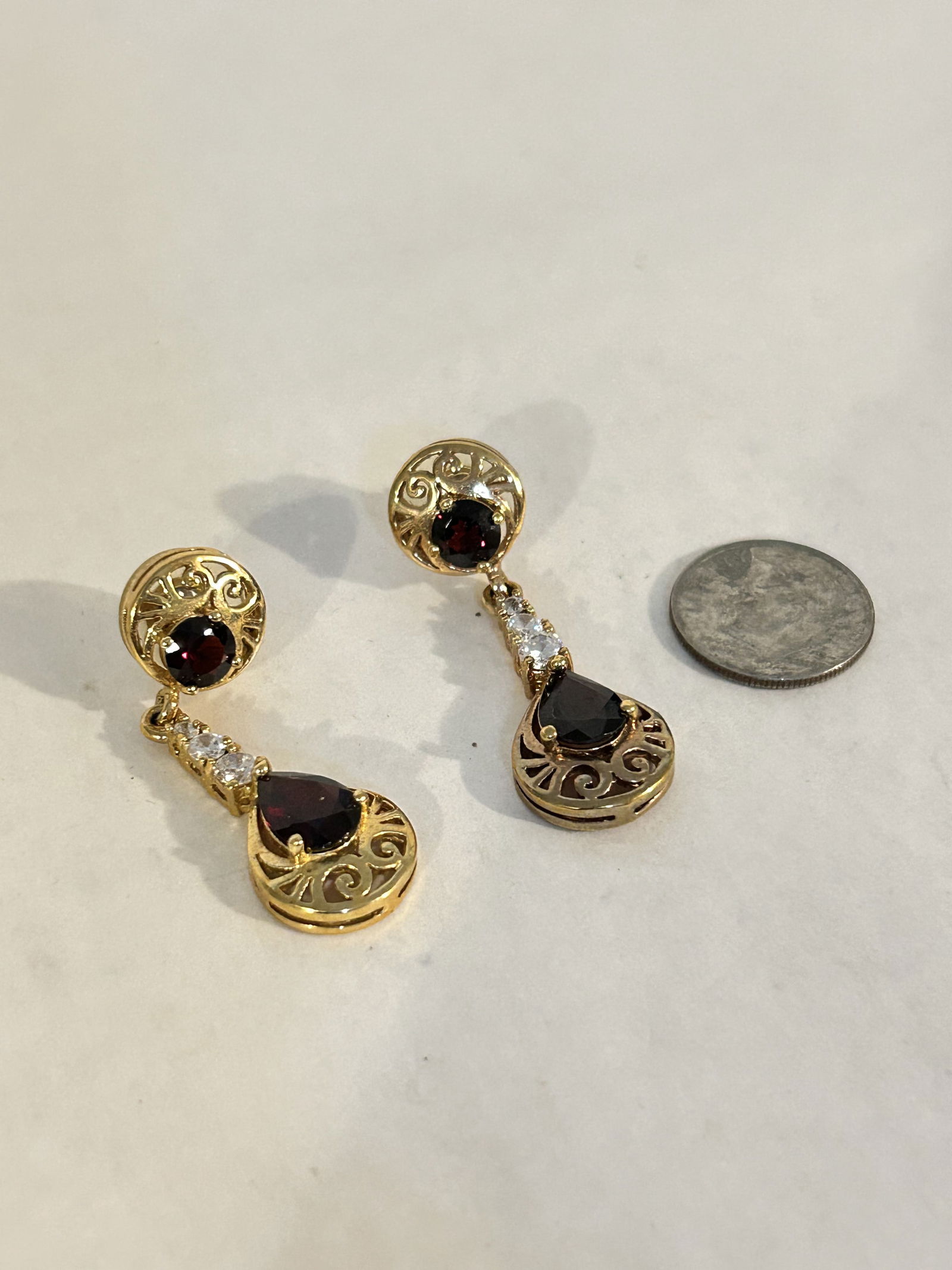 Vintage Sterling Silver Amethyst dangle Earrings (1 of 5)