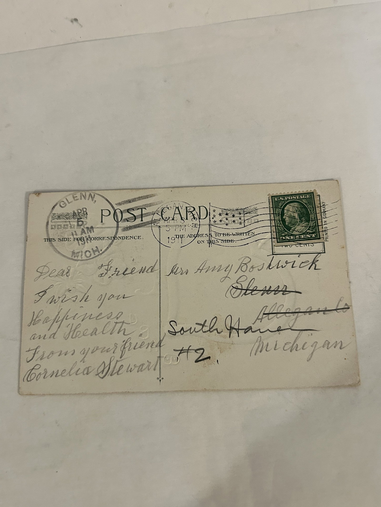 Vintage Ben Franklin 1 cent Stamp Postcard (1 of 4)