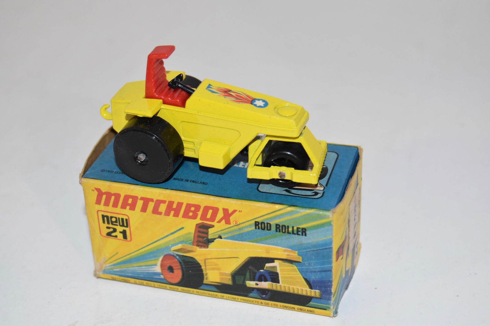 Vintage Match Box Car with box ROD ROLLER #21 (1 of 4)