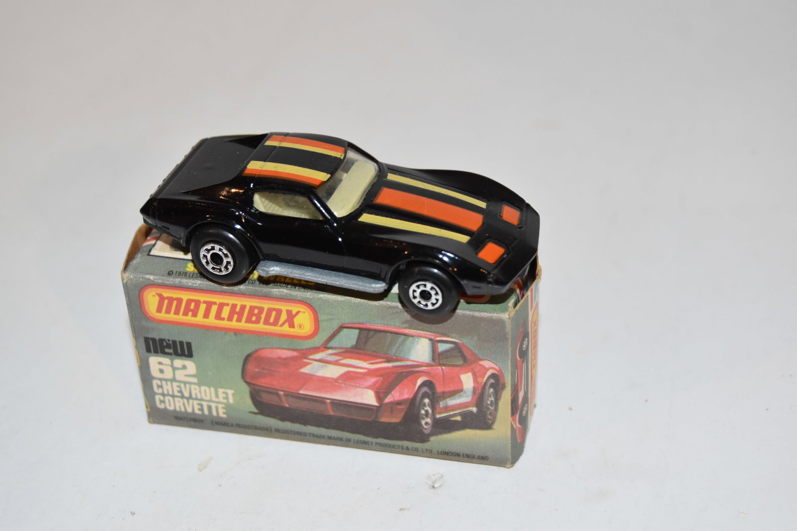 Vintage Match Box Car with box CHEVROLET CORVETTE #62: Vintage Match Box Car with box CHEVROLET CORVETTE #62 Please view all photos as they are part of the description and condition of this Item, Feel free to contact me with questions or picture requests!