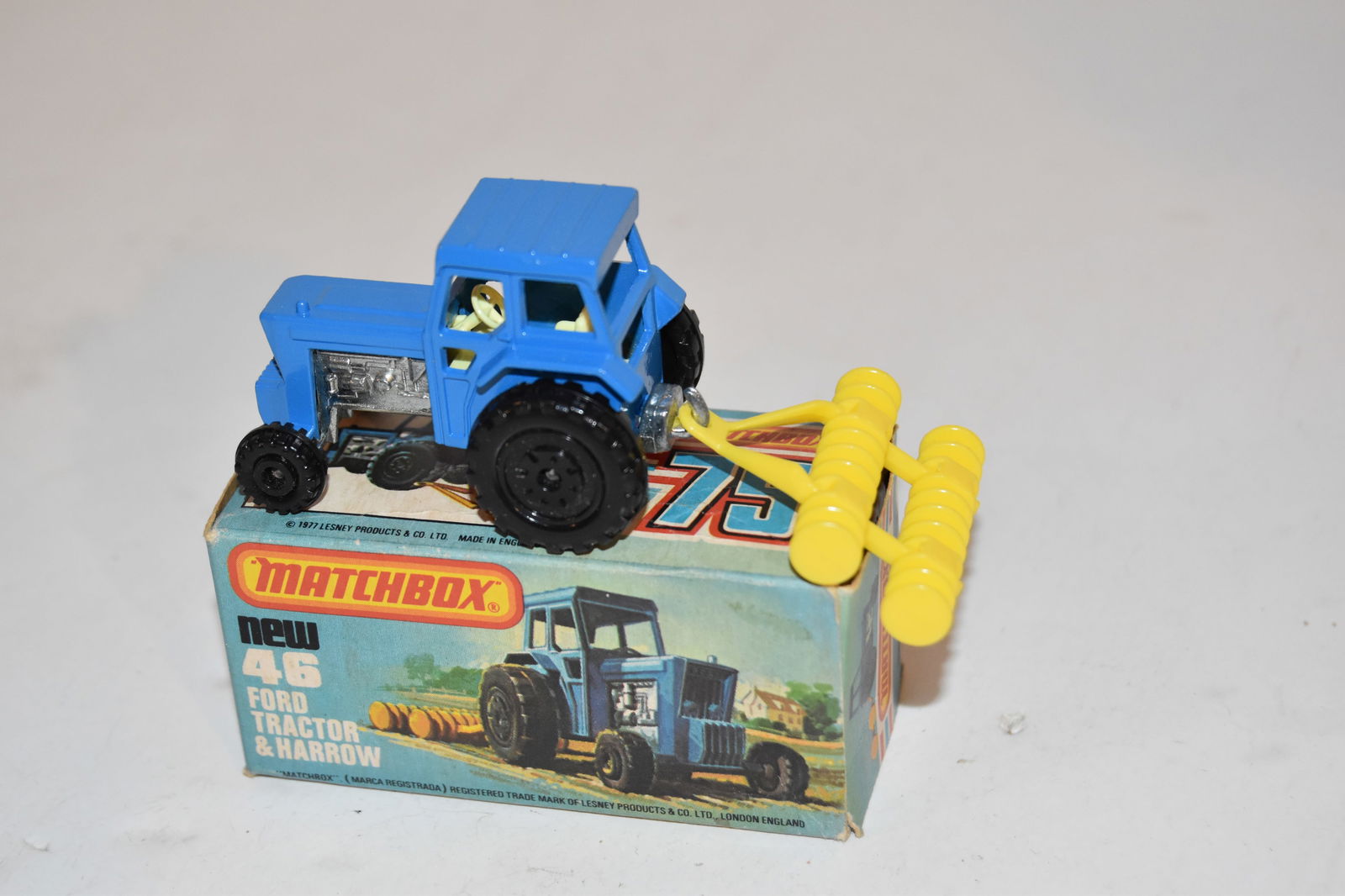 Vintage Match Box Car with box FORD TRACTOR and HARROW #46 (1 of 3)