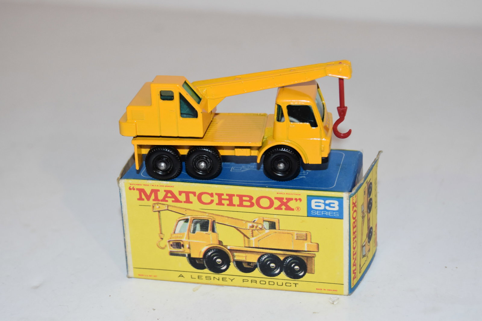 Vintage Match Box Car with box DODGE CRANE TRUCK #63: Vintage Match Box Car with box DODGE CRANE TRUCK #63 Please view all photos as they are part of the description and condition of this Item, Feel free to contact me with questions or picture requests! 