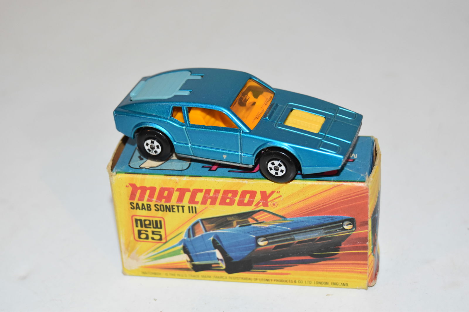 Vintage Match Box Car with box SAAB  SONETT #65 (1 of 4)