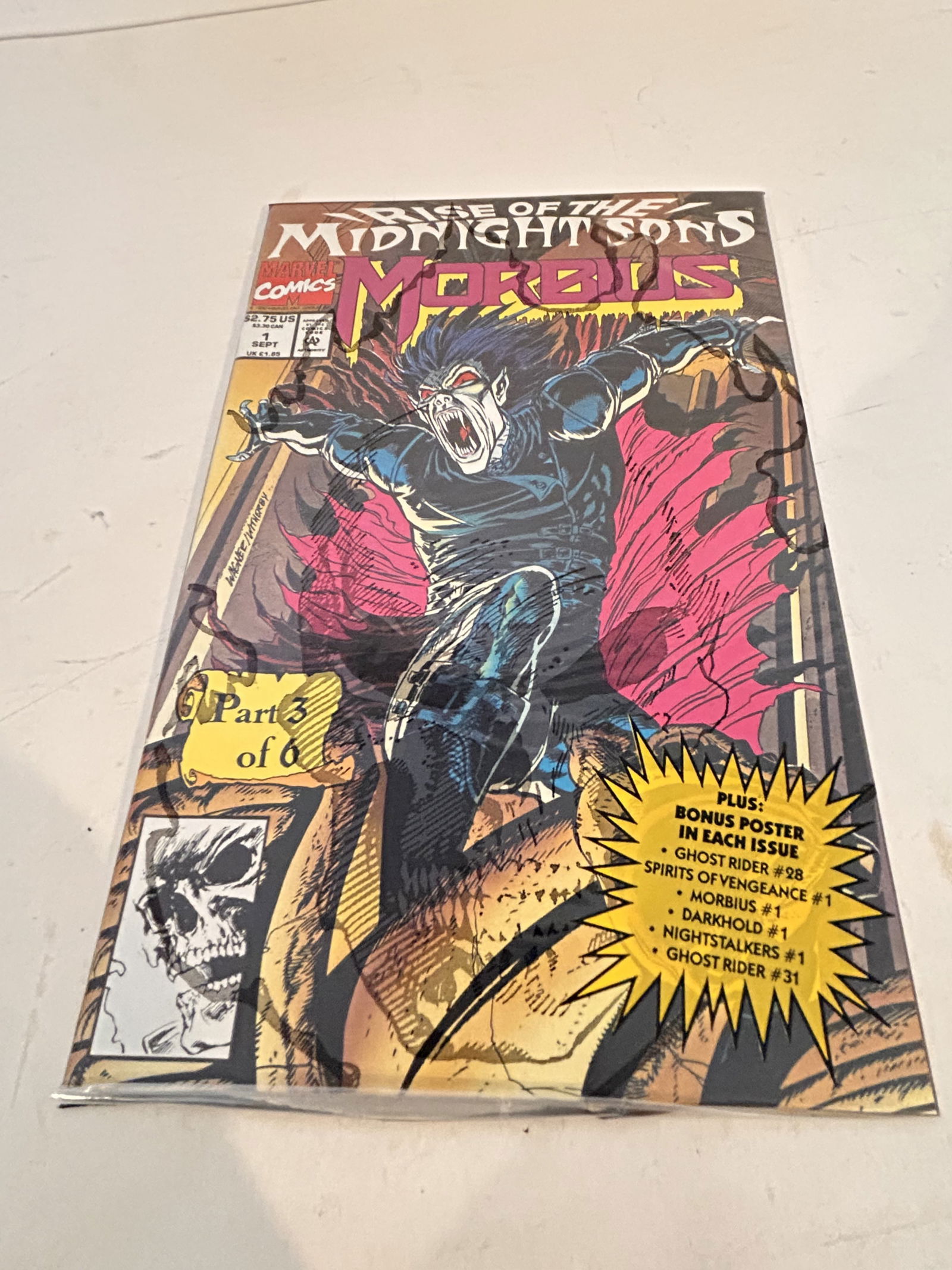 Morbius the Living Vampire #1- The Rise of the Midnight Sons, Poly Bagged MARVEL (1 of 2)