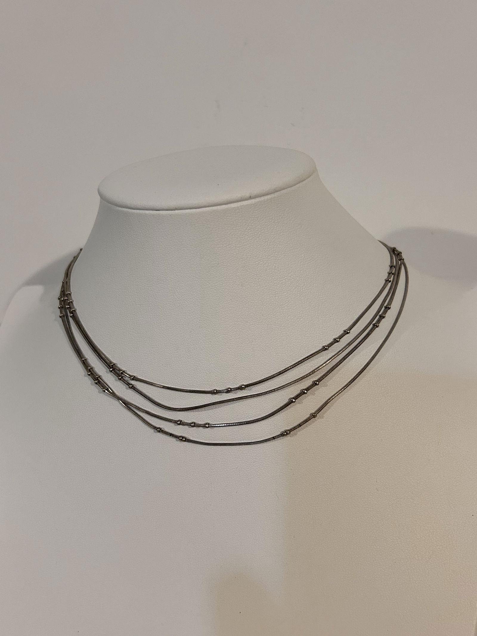 Vintage Sterling Silver multi strand choker Necklace 14" (1 of 5)