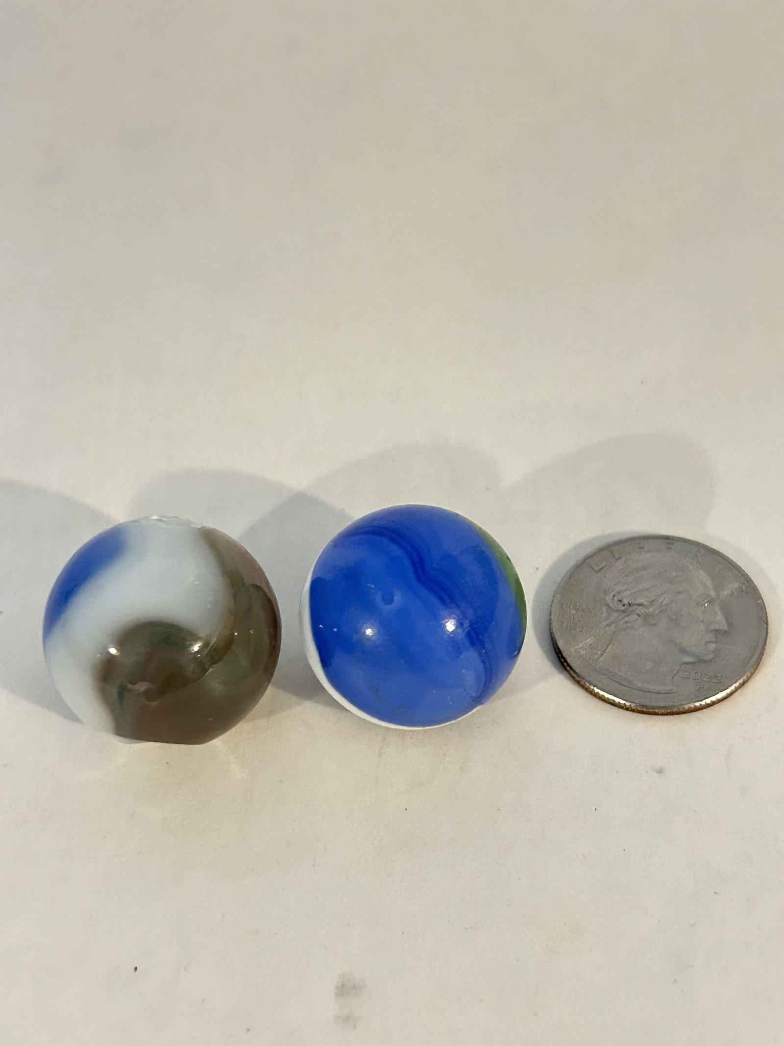 2 Vintage  Agate Blue Marbles (1 of 3)