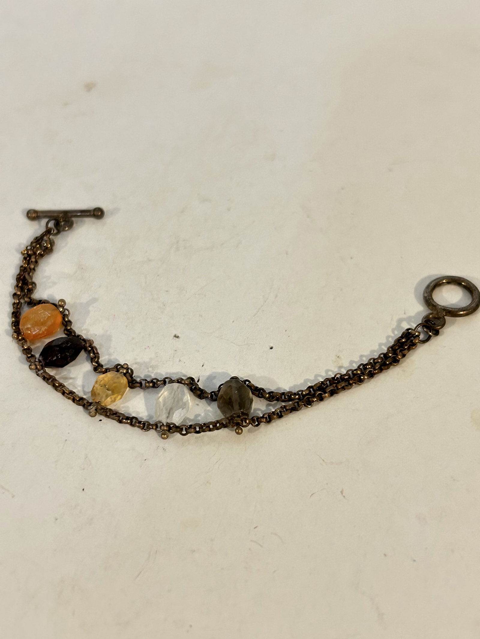 Vintage Sterling Silver vermael gemstone Bracelet sz 5" (1 of 3)