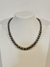Vintage Sterling Silver Tiffany style beaded Necklace sz 17"