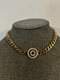 Vintage gold tone rhinestone Necklace missing some stones