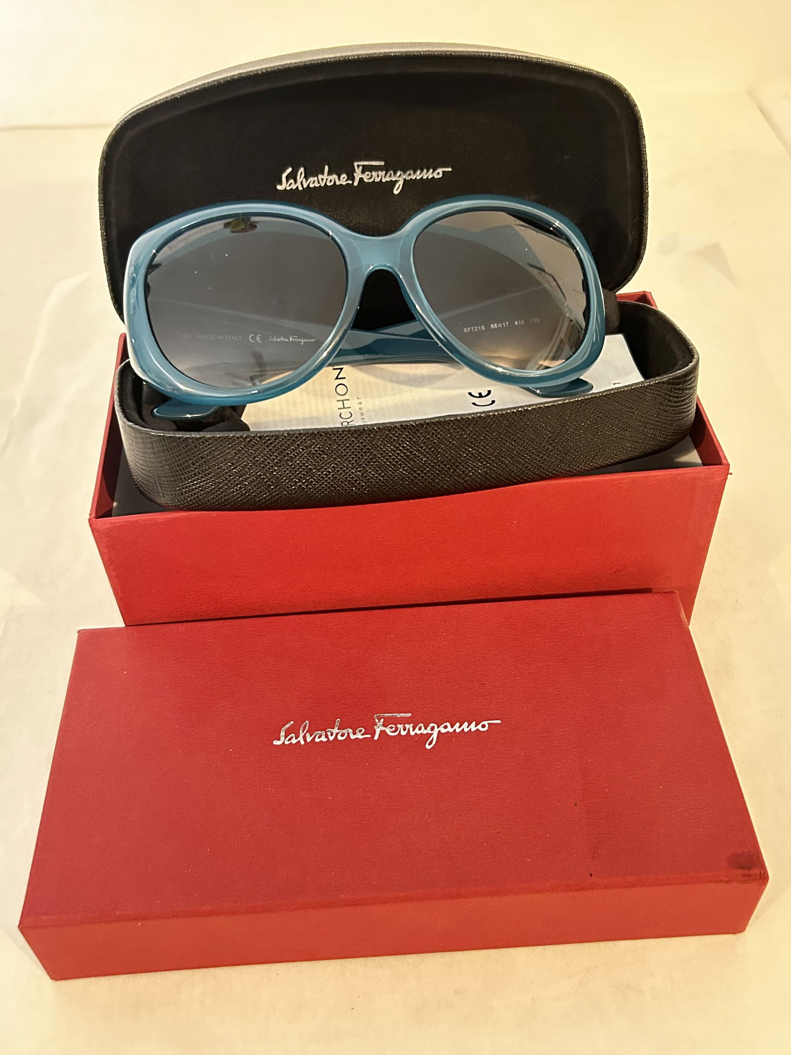Salvatore Ferragamo SF721S Petrol Blue Sunglasses Women's New (1 of 4)