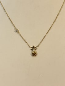 Vintage sterling silver vermeal pineapple pendant necklace 17"