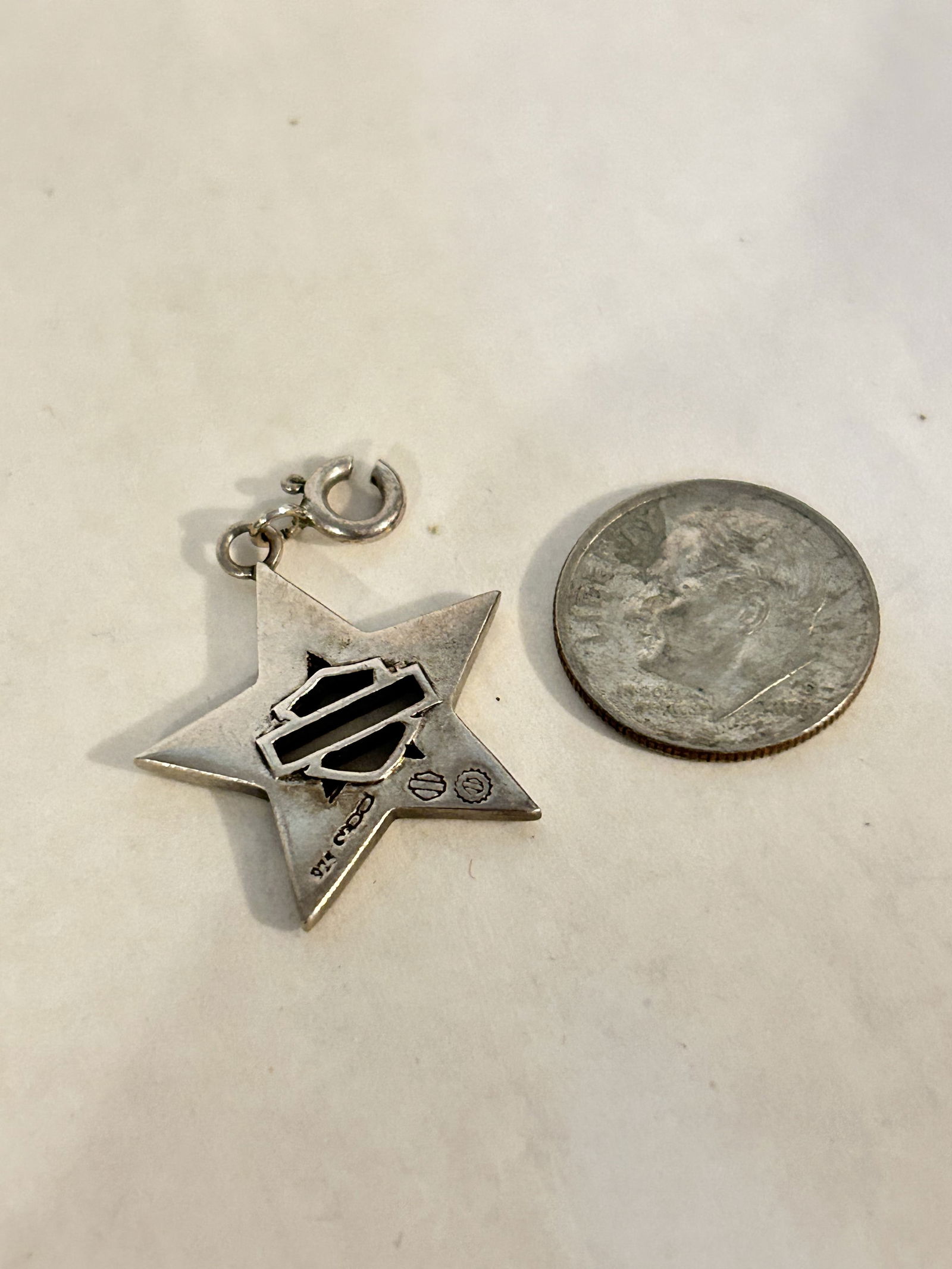 Vintage Sterling Silver Harley Davidson Motors Pendant (1 of 3)