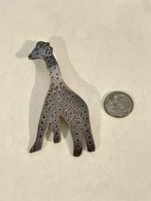 sterling silver mexico giraffe 3 1/4" brooch pin
