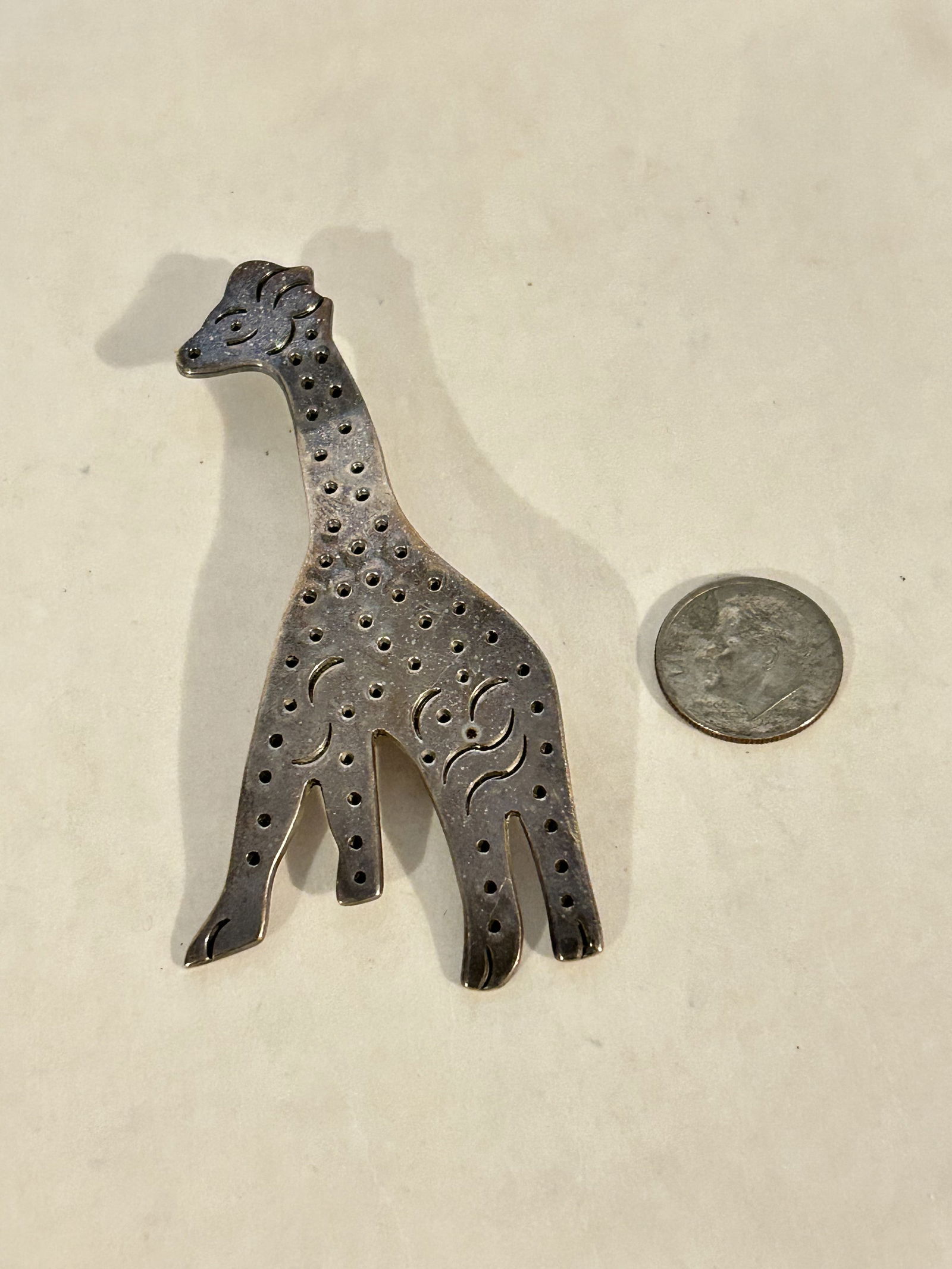 sterling silver mexico giraffe 3 1/4" brooch pin (1 of 3)