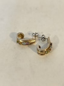 Vintage Sterling Silver multi gem stone Earrings