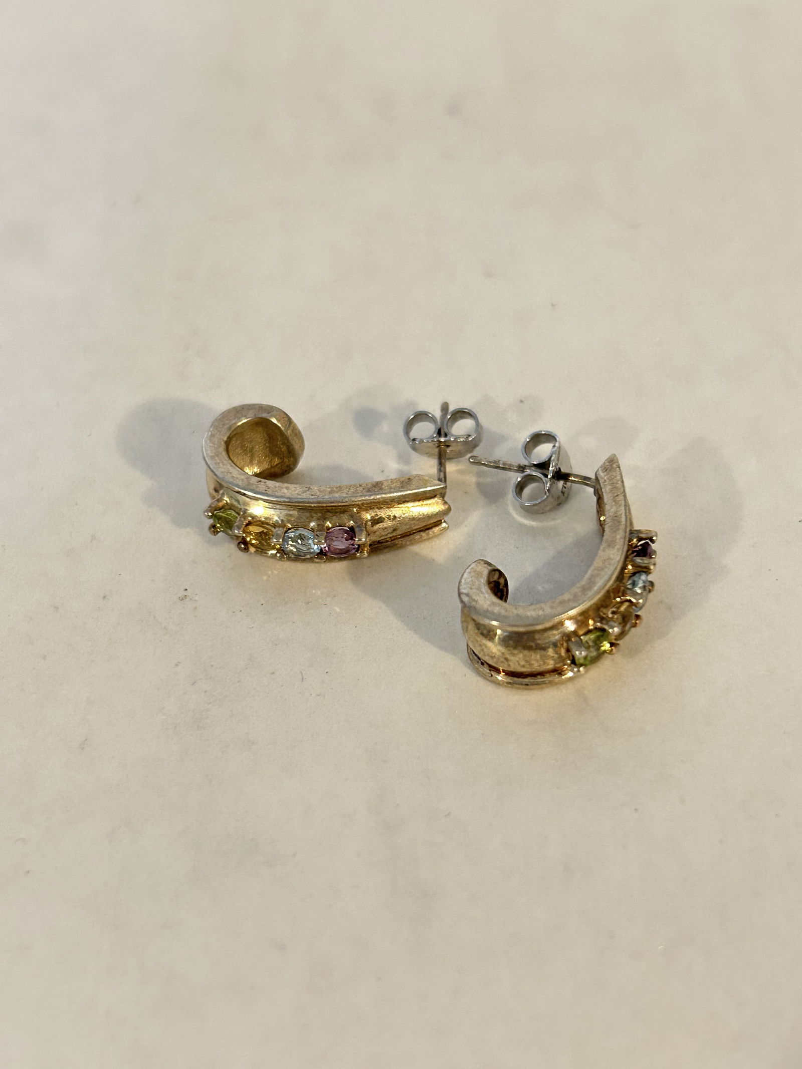 Vintage Sterling Silver multi gem stone Earrings (1 of 5)