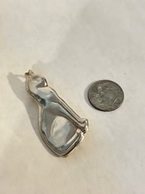 Vintage Sterling Silver cat 2" Brooch