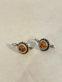 Vintage Sterling Silver amber Earrings