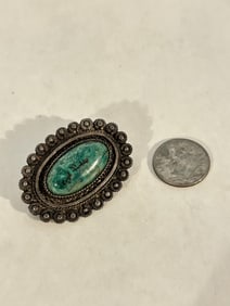 Vintage Sterling Silver israel Turquoise Brooch