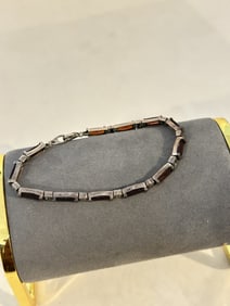 Vintage sterling silver Amethyst marcasite Bracelet 7"