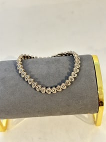 Vintage sterling silver marcasite heart link Bracelet 7"