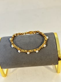 Vintage sterling silver vermeal Bracelet 7"