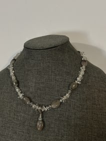 Vintage Beaded crystal gem stone Necklace