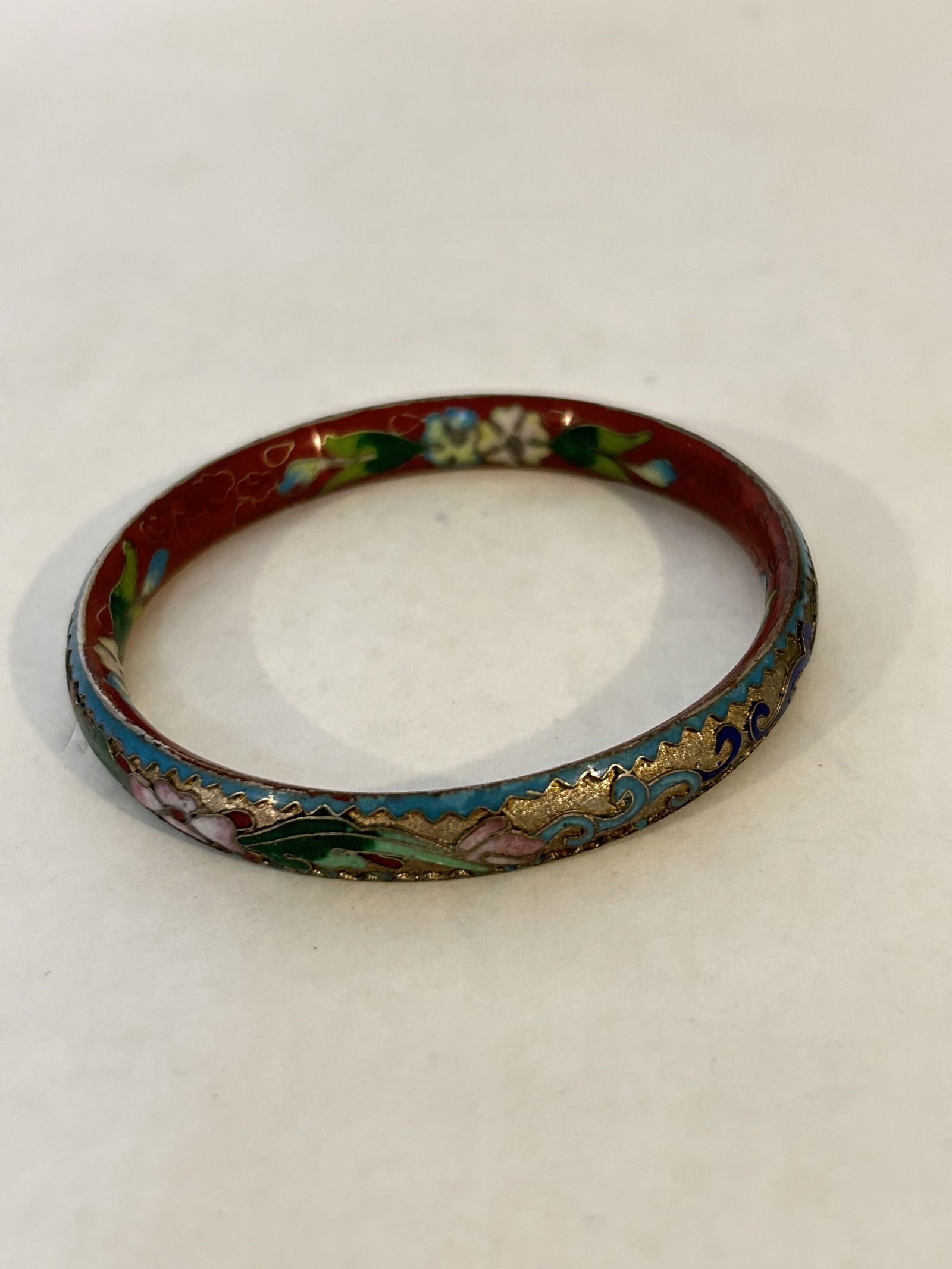 vintage cloisonne bangle bracelet 8" (1 of 4)