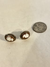 Vintage Sterling Silver cameo post Earrings