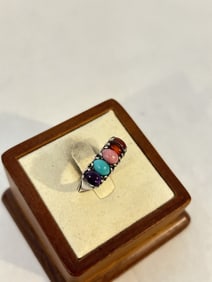 Vintage sterling silver multi gem stone Ring sz 6