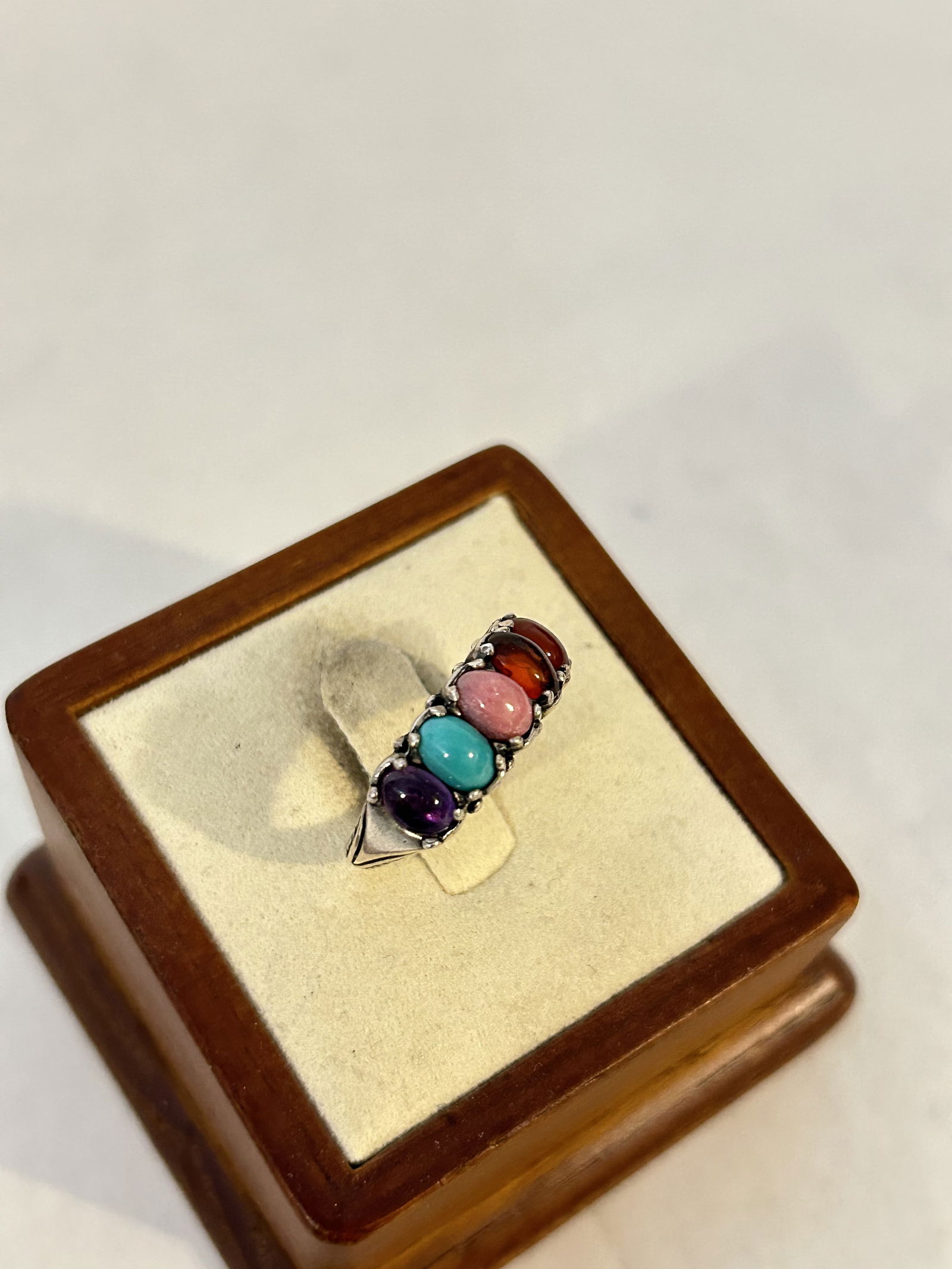 Vintage sterling silver multi gem stone Ring sz 6 (1 of 6)