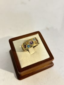 Vintage Sterling Silver Vermeal gem stone Ring sz 8